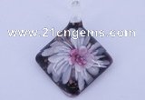 LP62 12*39*50mm diamond inner flower lampwork glass pendants