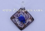 LP65 12*38*48mm diamond inner flower lampwork glass pendants