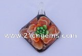 LP66 13*40*50mm diamond inner flower lampwork glass pendants