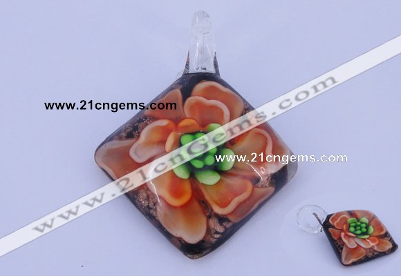 LP66 13*40*50mm diamond inner flower lampwork glass pendants