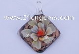 LP67 12*38*48mm diamond inner flower lampwork glass pendants