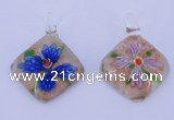 LP68 12*38*48mm diamond inner flower lampwork glass pendants