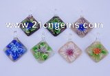 LP70 12*38*48mm diamond inner flower lampwork glass pendants