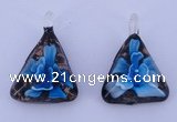 LP71 11*32*44mm triangle inner flower lampwork glass pendants