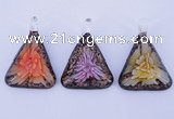 LP72 11*33*47mm triangle inner flower lampwork glass pendants