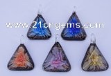 LP73 11*33*47mm triangle inner flower lampwork glass pendants