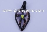 LP81 11*27*57mm leaf inner flower lampwork glass pendants