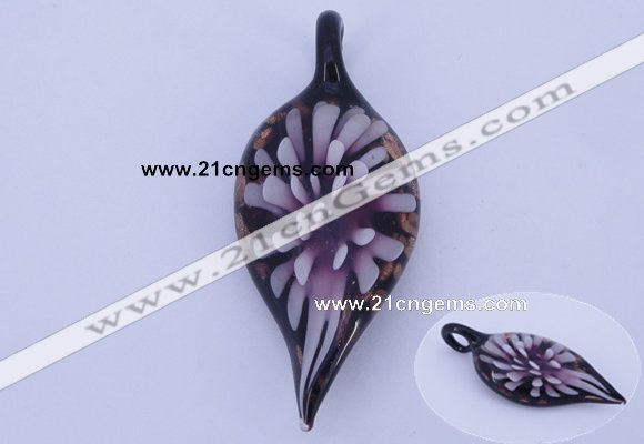 LP88 11*26*60mm leaf inner flower lampwork glass pendants