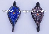 LP93 11*28*63mm leaf inner flower lampwork glass pendants