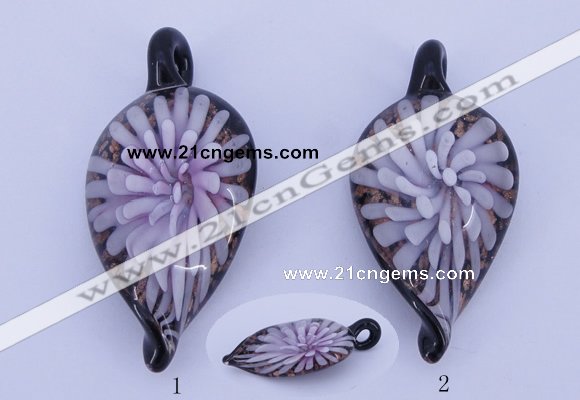 LP94 11*27*54mm leaf inner flower lampwork glass pendants