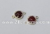 NGC1012 10mm flat round agate gemstone connectors wholesale