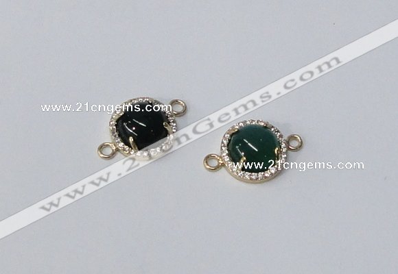 NGC1014 10mm flat round agate gemstone connectors wholesale