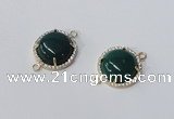 NGC1017 15mm flat round agate gemstone connectors wholesale