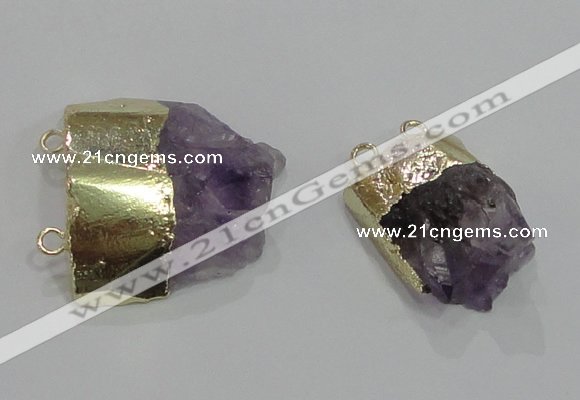 NGC1043 15*20mm – 25*30mm freeform amethyst connectors wholesale