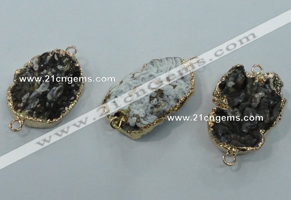 NGC106 25*35mm - 30*40mm freeform druzy agate connectors wholesale