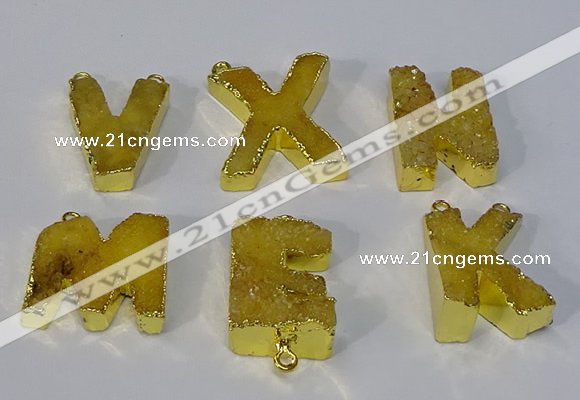 NGC1066 20*25mm - 25*30mm letter druzy agate connectors wholesale