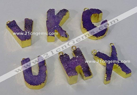 NGC1067 20*25mm - 25*30mm letter druzy agate connectors wholesale