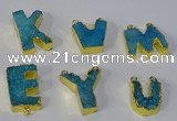 NGC1069 20*25mm - 25*30mm letter druzy agate connectors wholesale