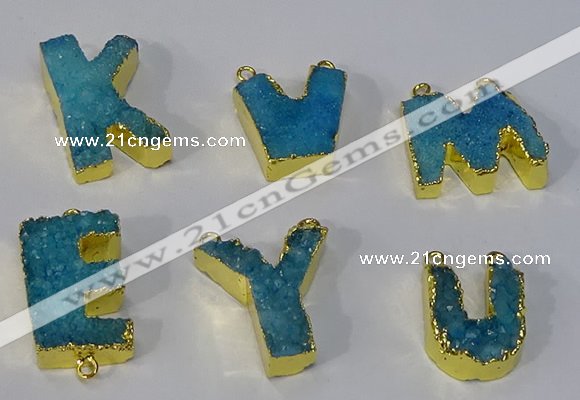 NGC1069 20*25mm - 25*30mm letter druzy agate connectors wholesale