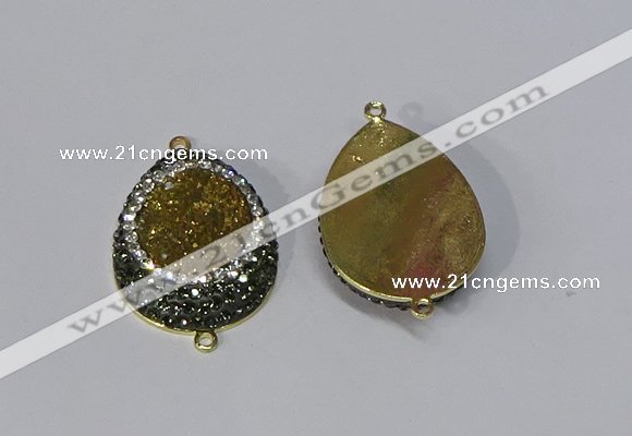 NGC1072 25*35mm teardrop druzy agate connectors wholesale