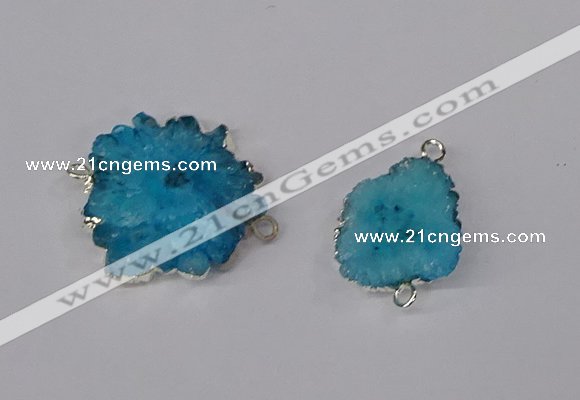 NGC1079 15*20mm - 30*35mm freeform druzy agate connectors wholesale