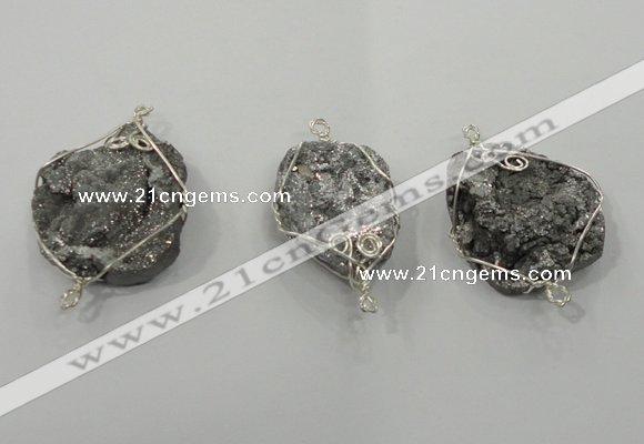 NGC108 25*30mm - 35*40mm freeform druzy agate connectors wholesale