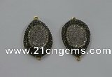 NGC1101 25*35mm teardrop druzy agate connectors wholesale