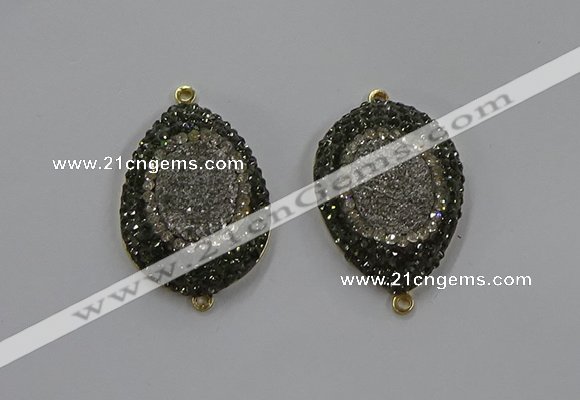 NGC1101 25*35mm teardrop druzy agate connectors wholesale