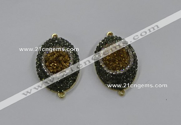 NGC1107 25*35mm oval druzy agate connectors wholesale