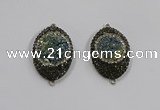 NGC1109 25*35mm oval druzy agate connectors wholesale