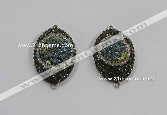 NGC1109 25*35mm oval druzy agate connectors wholesale