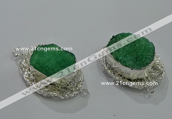 NGC1119 22*30mm - 25*35mm freeform druzy agate connectors wholesale