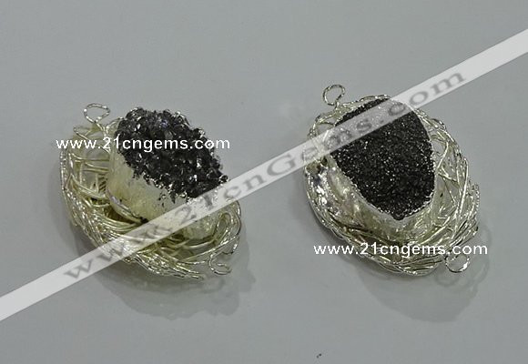 NGC1120 22*30mm - 25*35mm freeform druzy agate connectors wholesale