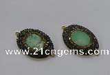 NGC1132 25*35mm oval Australia chrysoprase connectors wholesale