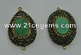 NGC1133 25*35mm freeform Australia chrysoprase connectors wholesale