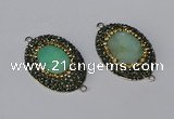 NGC1135 25*35mm oval Australia chrysoprase connectors wholesale