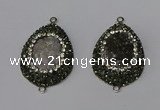 NGC1141 25*35mm teardrop druzy agate connectors wholesale