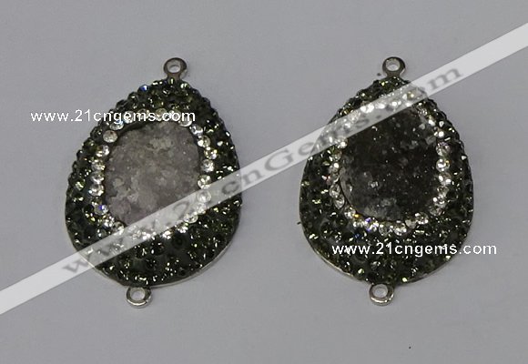 NGC1141 25*35mm teardrop druzy agate connectors wholesale