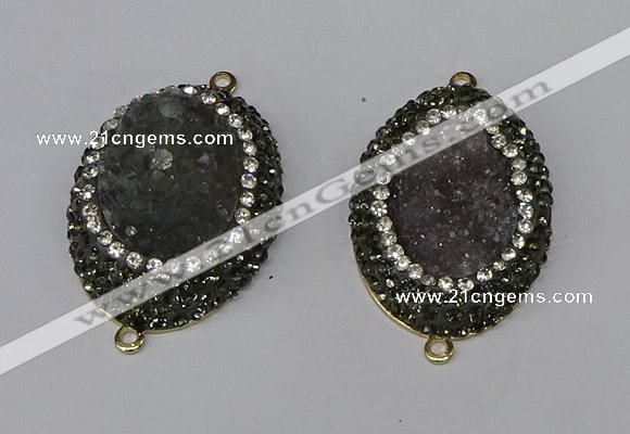 NGC1144 25*35mm oval druzy agate connectors wholesale