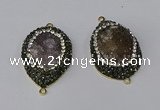 NGC1145 25*35mm teardrop druzy agate connectors wholesale