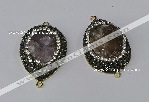 NGC1145 25*35mm teardrop druzy agate connectors wholesale