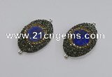 NGC1164 25*35mm oval lapis lazuli gemstone connectors wholesale