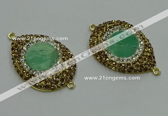 NGC1172 25*35mm teardrop Australia chrysoprase connectors wholesale