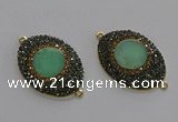 NGC1175 25*35mm oval Australia chrysoprase connectors wholesale