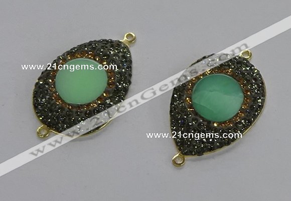 NGC1176 25*35mm teardrop Australia chrysoprase connectors wholesale