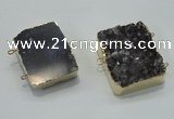 NGC120 30*40mm - 35*45mm rectangle druzy amethyst connectors