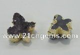 NGC121 20*25mm - 25*35mm butterfly druzy amethyst connectors