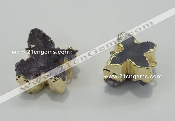 NGC121 20*25mm - 25*35mm butterfly druzy amethyst connectors