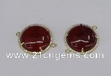 NGC1215 30mm flat round agate gemstone connectors wholesale