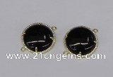 NGC1219 30mm flat round agate gemstone connectors wholesale